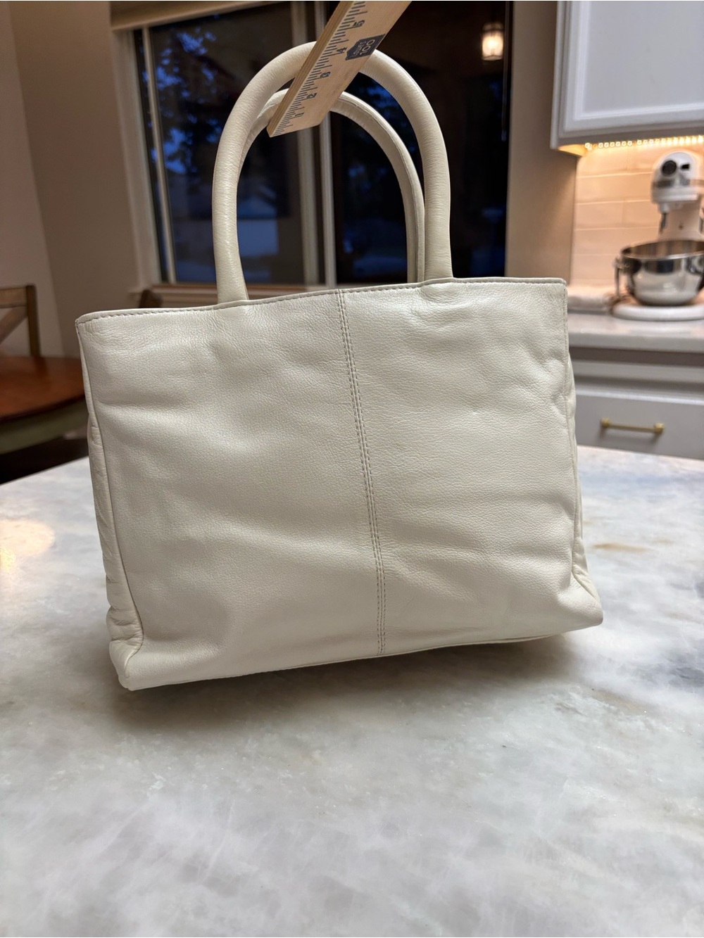 L. Credi Ivory Leather Tote Bag Made In Italy Vera Pelle Cream Handbag - Picture 4 of 8